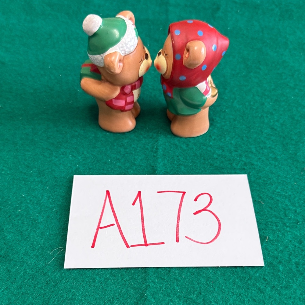 Vtg Napcoware 1983 Bear Figurines with Red and Green Accents